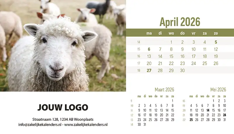 A5 Bureaukalender Beestenboel 2026