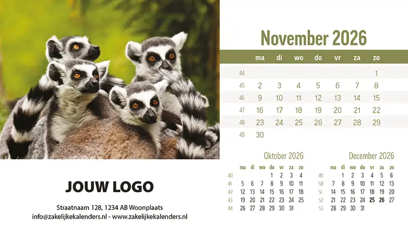 A5 Bureaukalender Beestenboel 2026