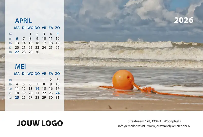 A5 Bureaukalender 2026 Langs De Noordzee