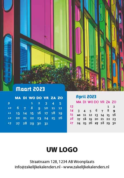A6 Bureaukalender Kleurrijk 2023